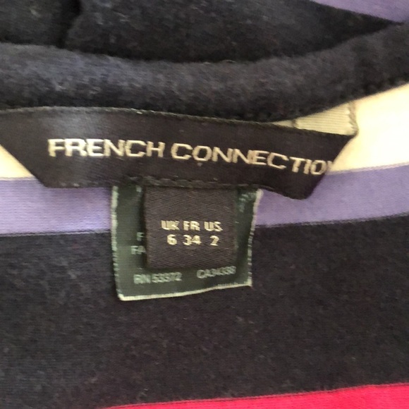 French Connection Pink Purple Blue Stripe Long Sleeve Dress 2 - Picture 5 of 6